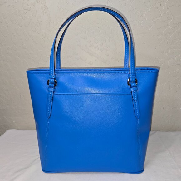 Coach F27349 Peyton Cerulean Blue Saffiano Leather Zip Top Shoulder Tote Bag - Picture 5 of 11